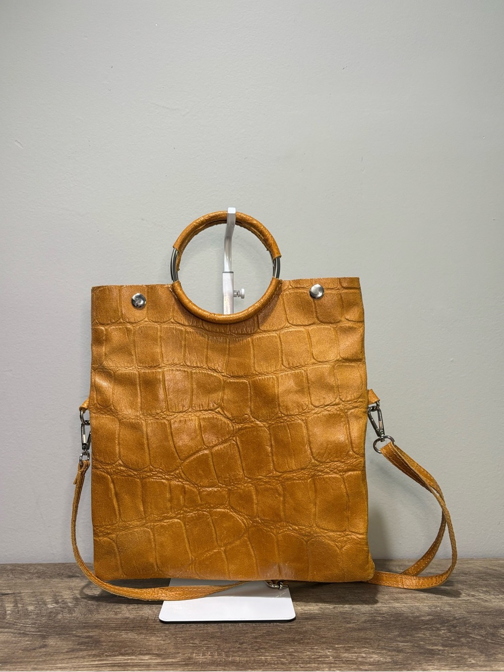 Borse In Pelle Leather Croc Print Shopper Bag - Picture 8 of 11